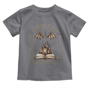 Fantasy Book Lover Toddler T Shirt A Book A Day Keeps The Mental Breakdown Away TS12 Charcoal Print Your Wear