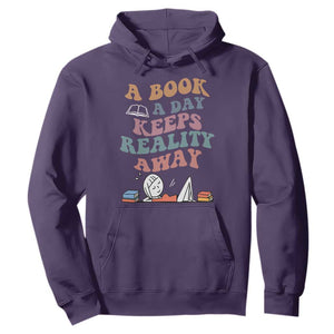 A Book A Day Keeps Reality Away Hoodie Cute Girl Book Lover TS12 Purple Print Your Wear