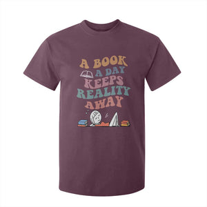 A Book A Day Keeps Reality Away T Shirt For Kid Cute Girl Book Lover TS12 Maroon Print Your Wear
