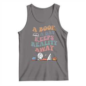 A Book A Day Keeps Reality Away Tank Top Cute Girl Book Lover TS12 Deep Heather Print Your Wear