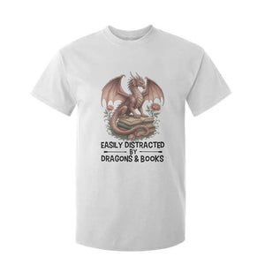 Easily Distracted By Dragon And Books T Shirt For Kid Funny Book Lover TS12 White Print Your Wear