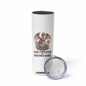 Easily Distracted By Dragon And Books Skinny Tumbler Funny Book Lover TS12 Print Your Wear