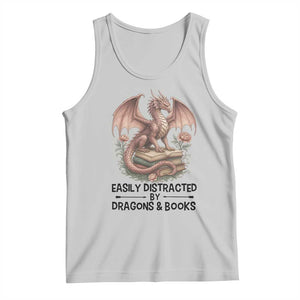 Easily Distracted By Dragon And Books Tank Top Funny Book Lover TS12 Ash Print Your Wear