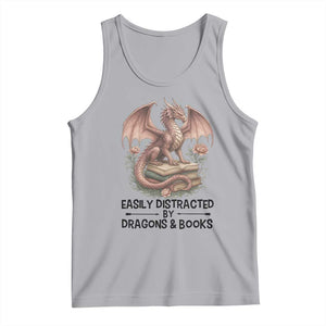 Easily Distracted By Dragon And Books Tank Top Funny Book Lover TS12 Athletic Heather Print Your Wear