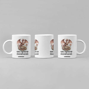 Easily Distracted By Dragon And Books Coffee Mug Funny Book Lover TS12 Print Your Wear