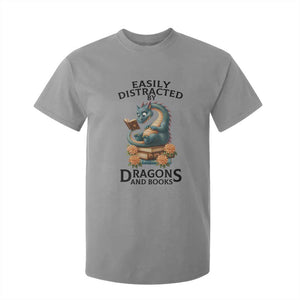 Easily Distracted By Dragon And Books T Shirt For Kid Cute Book Lover Gift TS12 Sport Gray Print Your Wear
