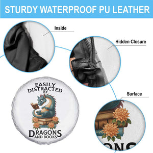 Easily Distracted By Dragon And Books Spare Tire Cover Cute Book Lover Gift TS12 Print Your Wear