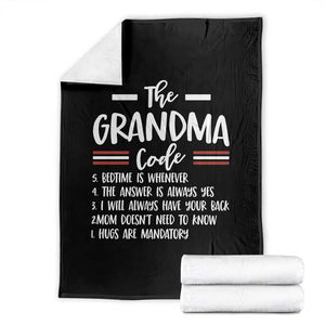The Grandma Code Throw Blanket Humorous Grandmother Rules Graphic