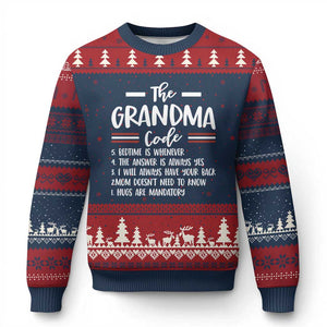 The Grandma Code Ugly Christmas Sweater Humorous Grandmother Rules Graphic