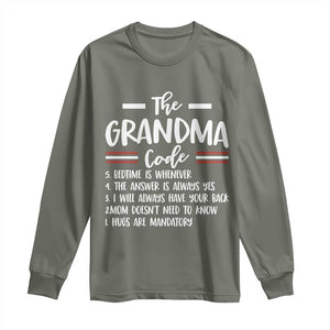 The Grandma Code Long Sleeve Shirt Humorous Grandmother Rules Graphic