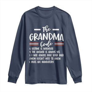 The Grandma Code Long Sleeve Shirt Humorous Grandmother Rules Graphic