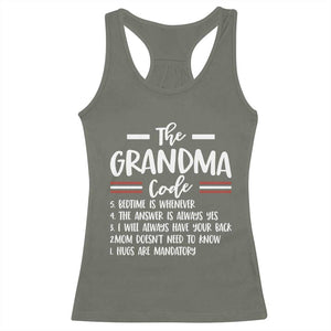 The Grandma Code Racerback Tank Top Humorous Grandmother Rules Graphic