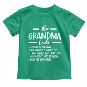 The Grandma Code Toddler T Shirt Humorous Grandmother Rules Graphic