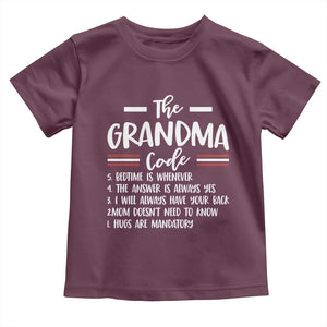 The Grandma Code Toddler T Shirt Humorous Grandmother Rules Graphic