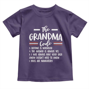 The Grandma Code Toddler T Shirt Humorous Grandmother Rules Graphic