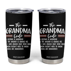 The Grandma Code Tumbler Cup Humorous Grandmother Rules Graphic