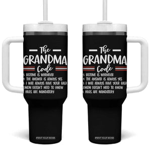 The Grandma Code Tumbler With Handle Humorous Grandmother Rules Graphic