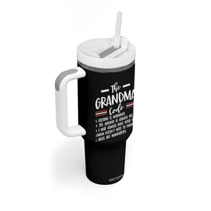 The Grandma Code Tumbler With Handle Humorous Grandmother Rules Graphic