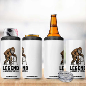 Funny Old Bigfoot Retirement Gift 4 in 1 Can Cooler Tumbler Legend Never Retires