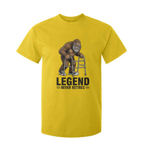 Funny Old Bigfoot Retirement Gift T Shirt For Kid Legend Never Retires