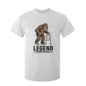 Funny Old Bigfoot Retirement Gift T Shirt For Kid Legend Never Retires