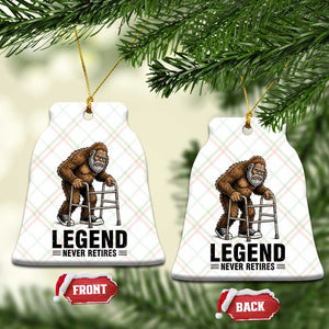 Funny Old Bigfoot Retirement Gift Ceramic Ornament Legend Never Retires