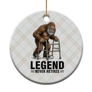 Funny Old Bigfoot Retirement Gift Ceramic Ornament Legend Never Retires