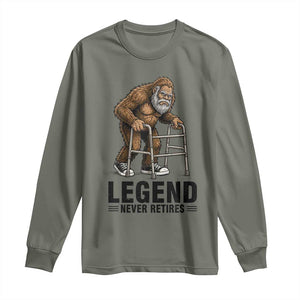 Funny Old Bigfoot Retirement Gift Long Sleeve Shirt Legend Never Retires