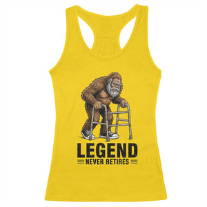 Funny Old Bigfoot Retirement Gift Racerback Tank Top Legend Never Retires