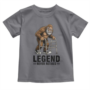 Funny Old Bigfoot Retirement Gift Toddler T Shirt Legend Never Retires TS12 Charcoal Print Your Wear