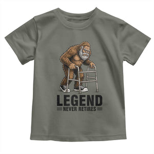 Funny Old Bigfoot Retirement Gift Toddler T Shirt Legend Never Retires TS12 Military Green Print Your Wear