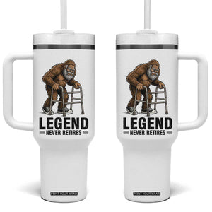 Funny Old Bigfoot Retirement Gift Tumbler With Handle Legend Never Retires