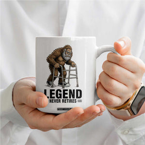 Funny Old Bigfoot Retirement Gift Coffee Mug Legend Never Retires