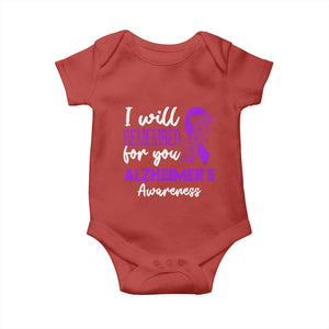 Alzheimers Caregiver Support Purple Ribbon Baby Onesie I Will Remember For You