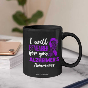 Alzheimers Caregiver Support Purple Ribbon Coffee Mug I Will Remember For You