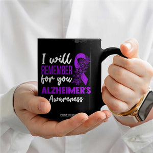 Alzheimers Caregiver Support Purple Ribbon Coffee Mug I Will Remember For You