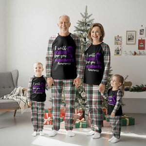 Alzheimers Caregiver Support Purple Ribbon Plaid Pajama Set I Will Remember For You
