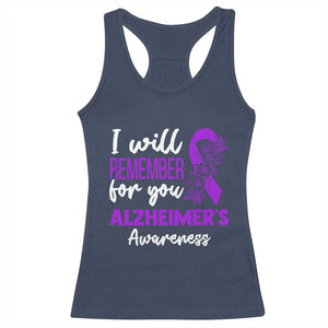 Alzheimers Caregiver Support Purple Ribbon Racerback Tank Top I Will Remember For You
