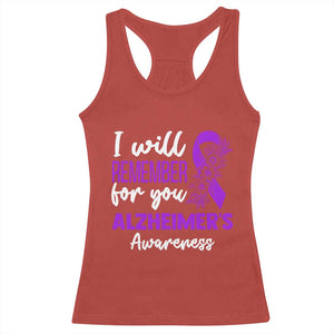 Alzheimers Caregiver Support Purple Ribbon Racerback Tank Top I Will Remember For You
