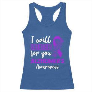 Alzheimers Caregiver Support Purple Ribbon Racerback Tank Top I Will Remember For You