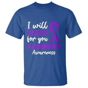 Alzheimers Caregiver Support Purple Ribbon T Shirt I Will Remember For You