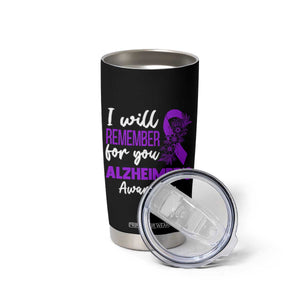 Alzheimers Caregiver Support Purple Ribbon Tumbler Cup I Will Remember For You