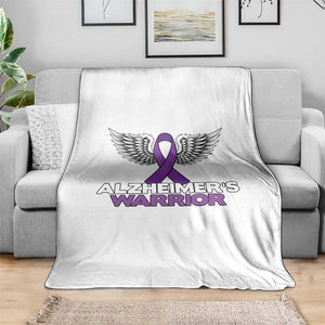 Alzheimers Warrior Throw Blanket Purple Ribbon Angel Wings Memory Support Gift