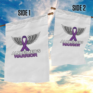 Alzheimers Warrior Garden Flag Purple Ribbon Angel Wings Memory Support Gift