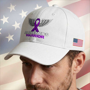 Alzheimers Warrior Baseball Cap Purple Ribbon Angel Wings Memory Support Gift