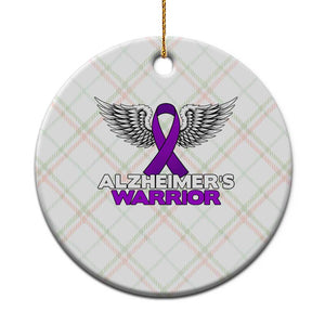 Alzheimers Warrior Ceramic Ornament Purple Ribbon Angel Wings Memory Support Gift