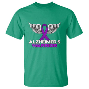 Alzheimers Warrior T Shirt Purple Ribbon Angel Wings Memory Support Gift