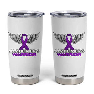 Alzheimers Warrior Tumbler Cup Purple Ribbon Angel Wings Memory Support Gift
