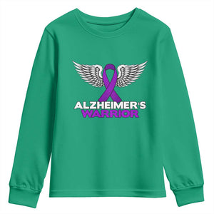 Alzheimers Warrior Youth Sweatshirt Purple Ribbon Angel Wings Memory Support Gift