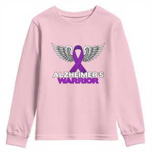 Alzheimers Warrior Youth Sweatshirt Purple Ribbon Angel Wings Memory Support Gift